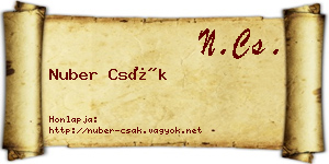 Nuber Csák névjegykártya